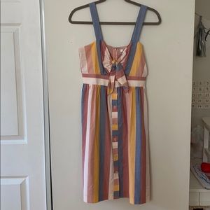 Sleeveless tie front striped dress